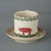 Snack Saucer & Mug Large Pink Pig