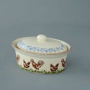 Butter dish oval Medium Cock & Hen