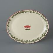 Oval Plate Large Pink Pig